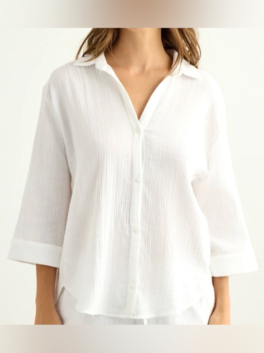 The Handloom LA Aura Maxi Shirt White 100% Turkish Cotton Loose Fit Beach Resort